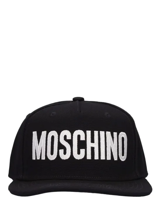 Moschino   Logo embroidery cotton canvas cap 