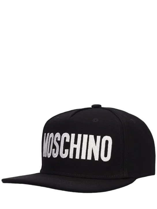 Moschino   Logo embroidery cotton canvas cap 