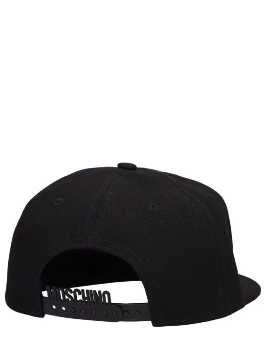 Moschino   Logo embroidery cotton canvas cap 