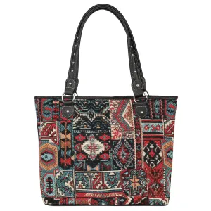 MW1228-8112 Montana West Western Pattern Print Canvas Tote Bag