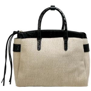 Nancy Gonzalez Canvas and Crocodile Tote with Removable Pouch