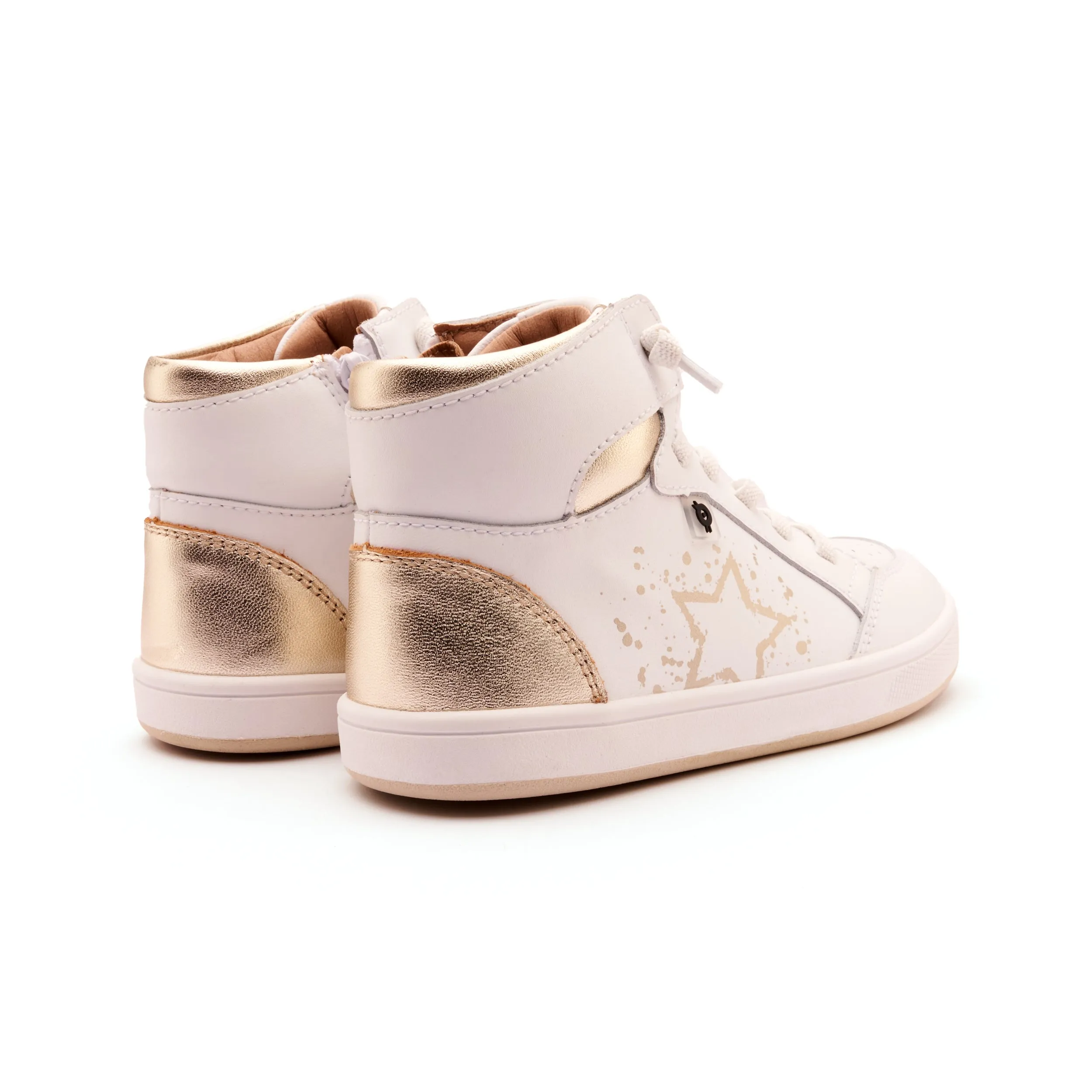 Old Soles Boy's and Girl's High Splash Casual Shoes - Snow / Gold / White Gold