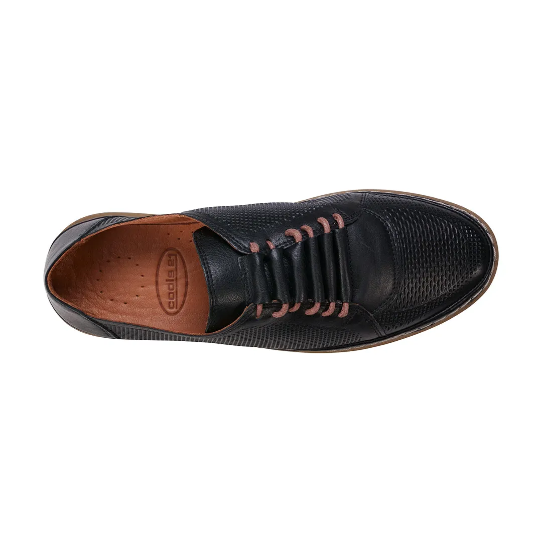 Oscar Black Hidden Lace Perforated Leather Sneakers