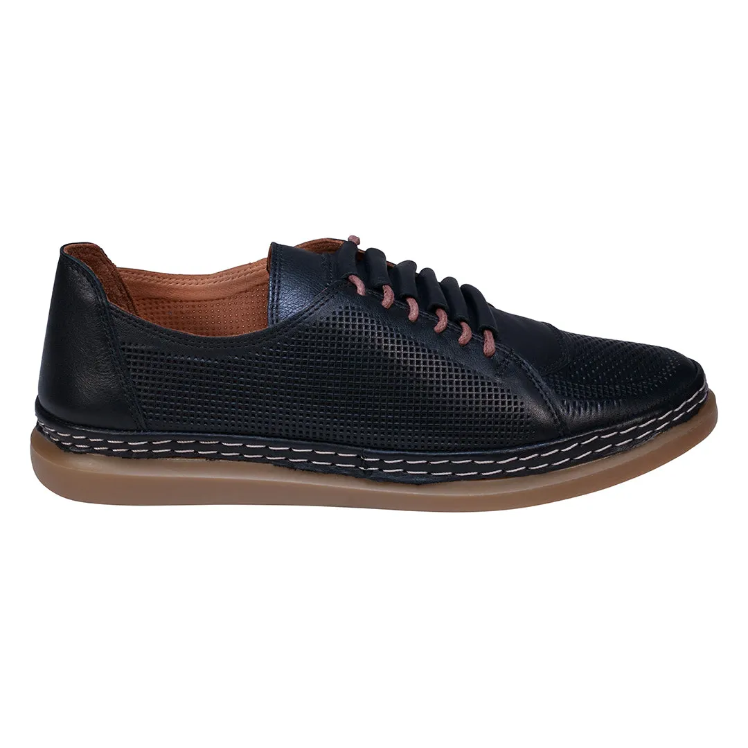 Oscar Black Hidden Lace Perforated Leather Sneakers