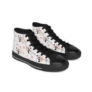 Panda and Hearts Men's Classic Sneakers