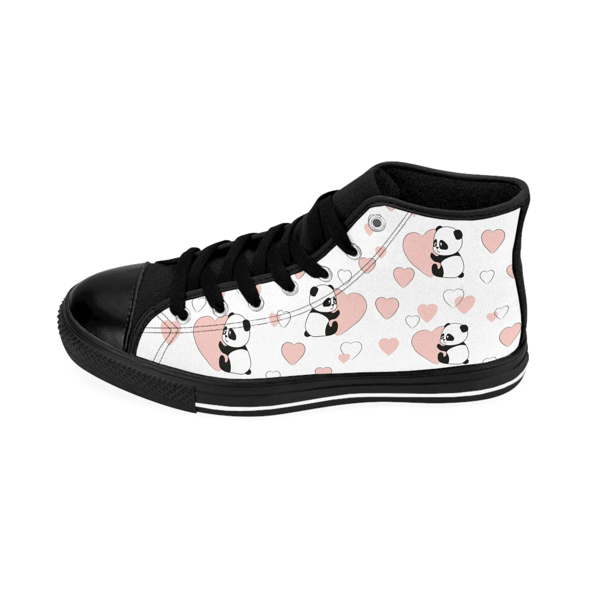 Panda and Hearts Men's Classic Sneakers