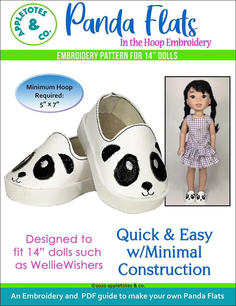 Panda Flats ITH Embroidery Patterns for 14 Inch Dolls