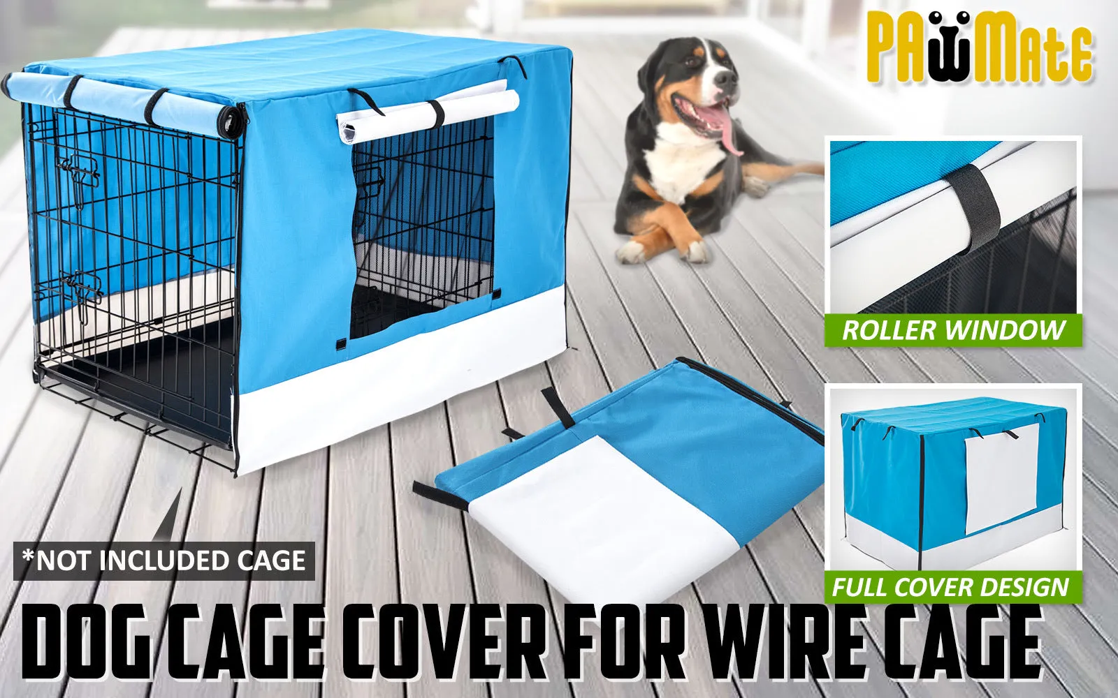 Paw Mate Blue Cage Cover Enclosure for Wire Dog Cage Crate 36in