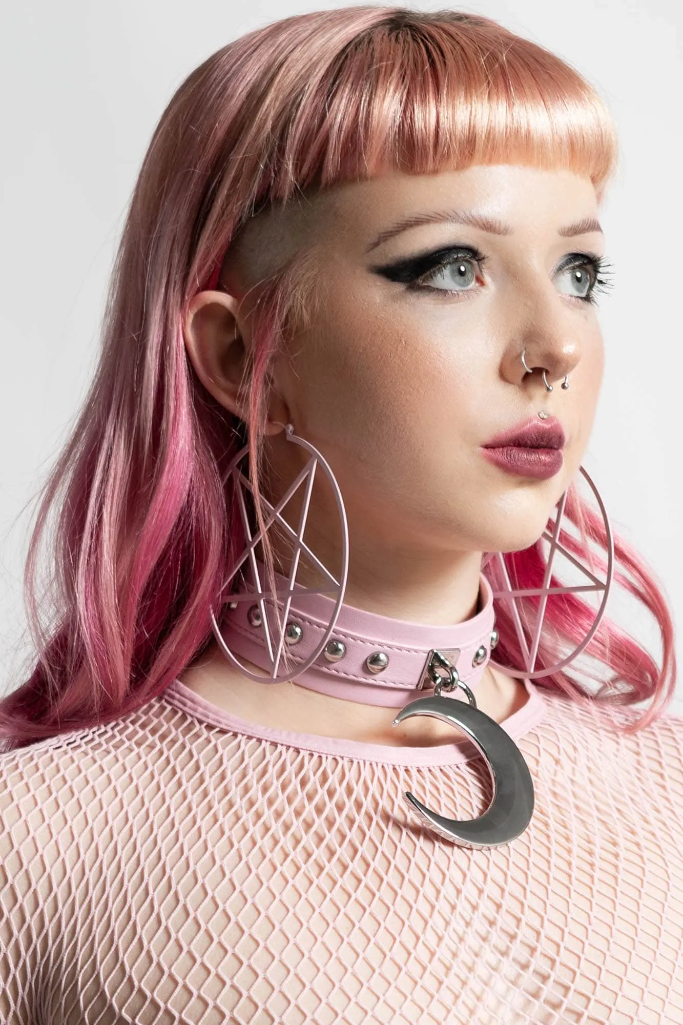 Pentagram Hoop Earrings [PASTEL PINK]