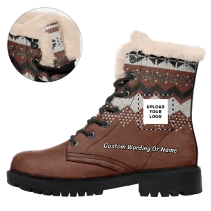 Personalized company gifts, Personalized Corporate Gifts Personalized Grid Design Boots, Custom Christmas Boots, Warm-Fur Boot Gift,WB-23020137