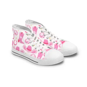 Pink Cowgirl Hat and Shoes Women's High Top Sneakers