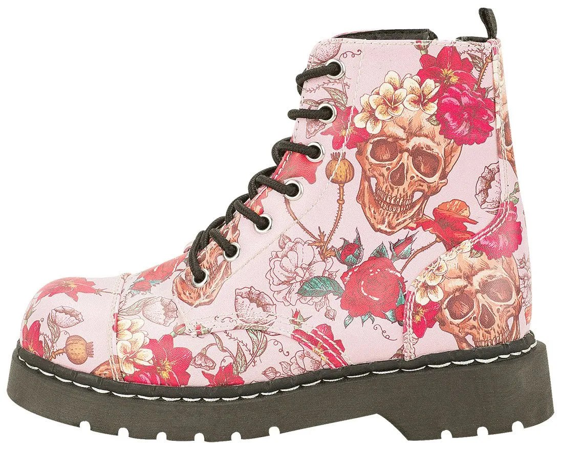 Pink Skull and Roses Boots - *FINAL SALE/NON-RETURNABLE