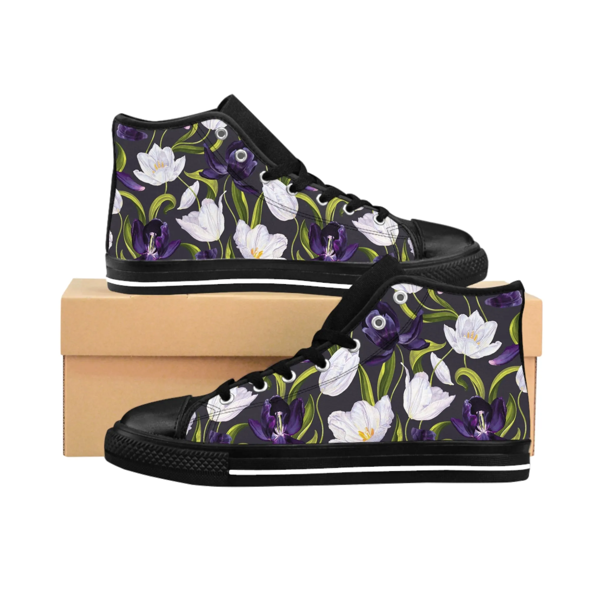 Purple and White Tulips Women's Classic Sneakers