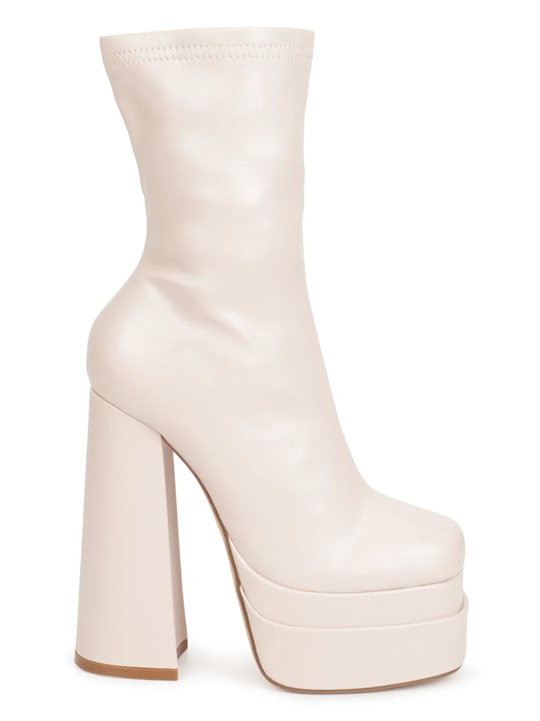 Putty Beige PU Block Ankle Boots (TC-GOWN51-PUTY)