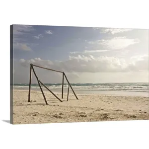 "A makeshift soccer net constructed from driftwood. Tulum, Mexico, 2010." Canvas Wall Art