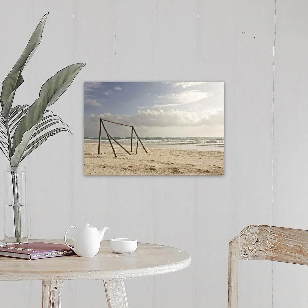 "A makeshift soccer net constructed from driftwood. Tulum, Mexico, 2010." Canvas Wall Art