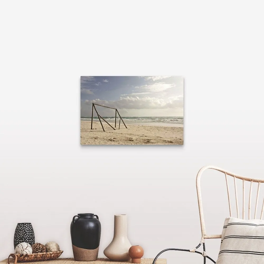 "A makeshift soccer net constructed from driftwood. Tulum, Mexico, 2010." Canvas Wall Art