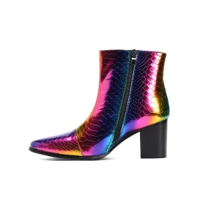 RainbowLux Snakeskin High Heel Leather Dress Loafers