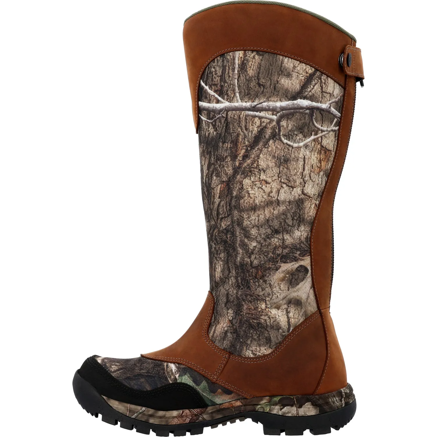 Rocky Mens Lynx Snake WP Zipper Mossy Oak Country Leather Hunting Boots