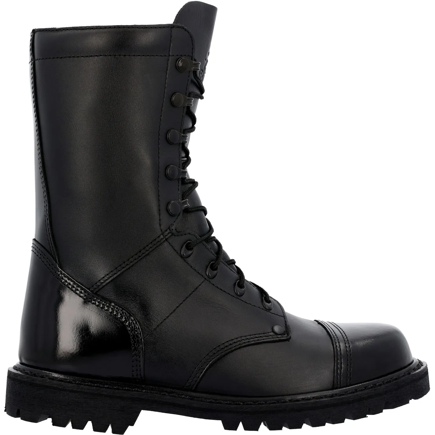 Rocky Womens Lace Up Jump Black Leather Military Boots