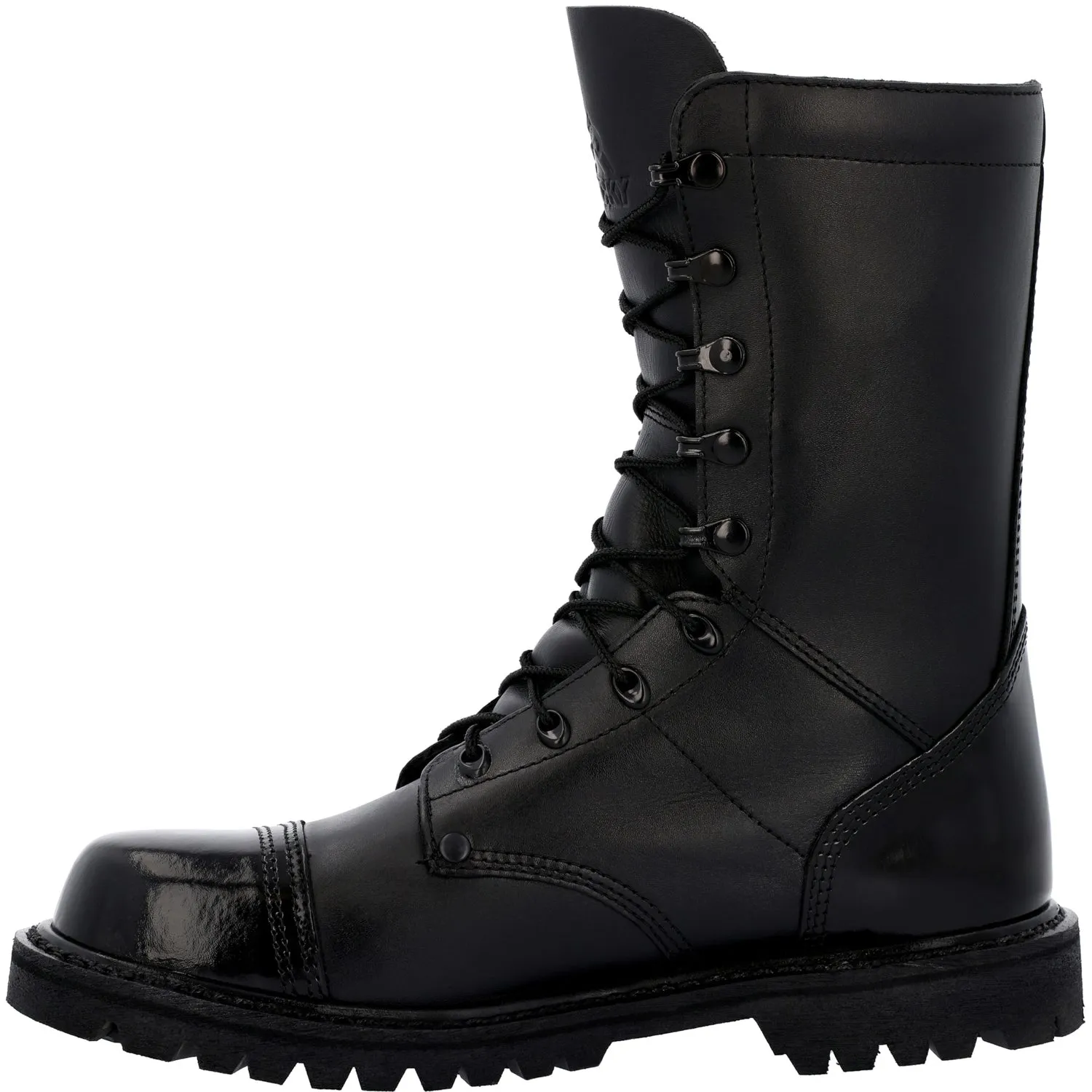 Rocky Womens Lace Up Jump Black Leather Military Boots