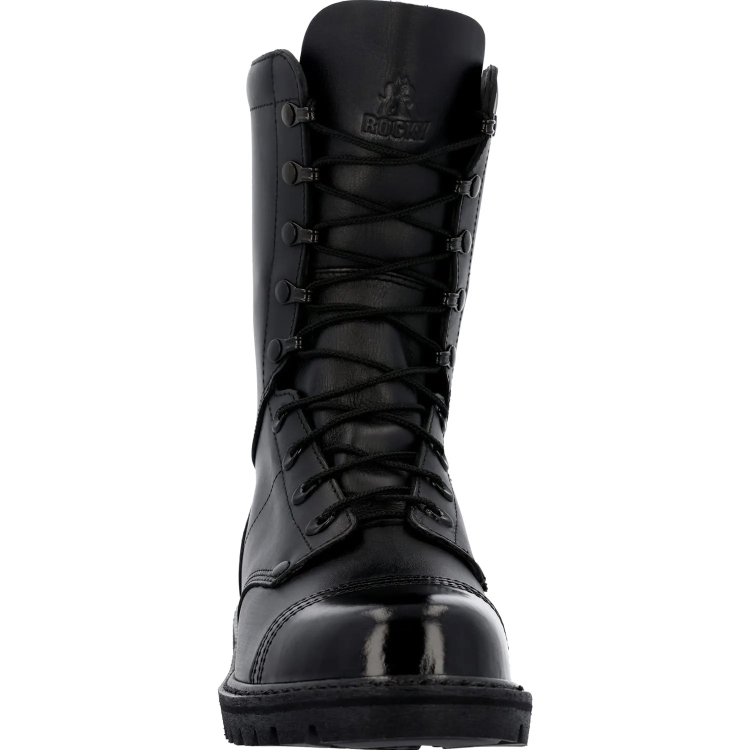 Rocky Womens Lace Up Jump Black Leather Military Boots