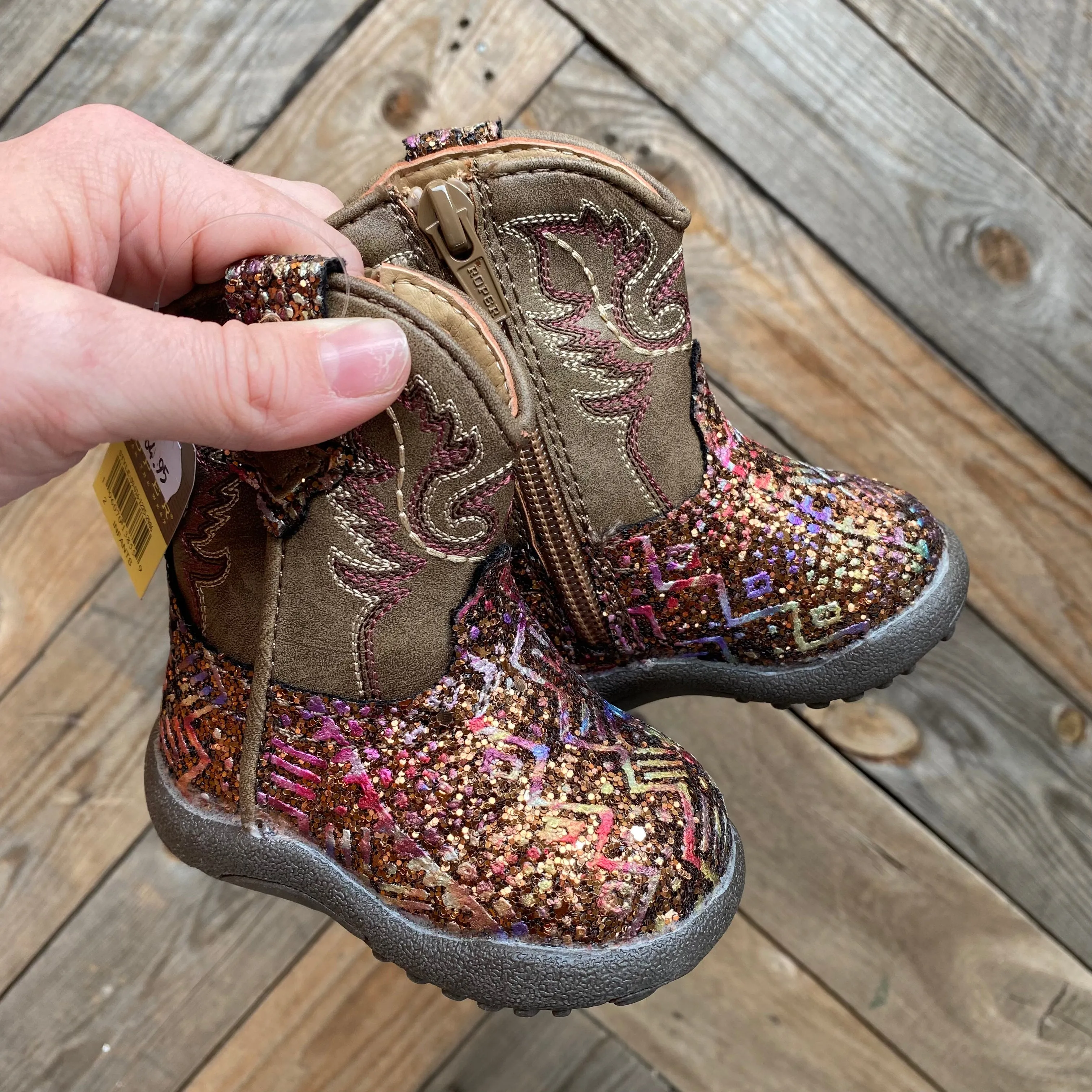 Roper Cowbaby Glitter Aztec Multi Glitter/Brown Boots