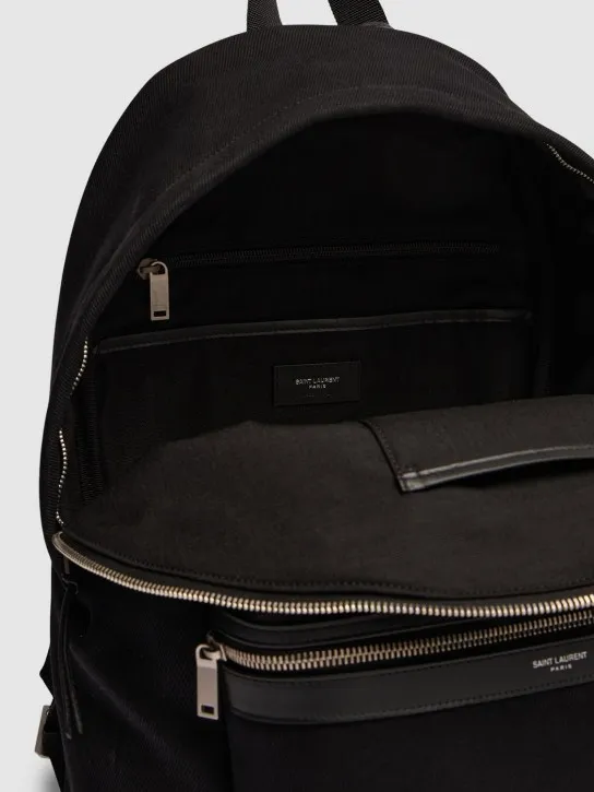 Saint Laurent   Embroidered detail canvas backpack 