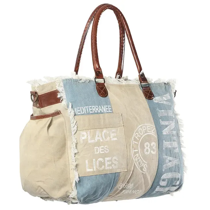 Saint Tropez Frayed Tote with Strap