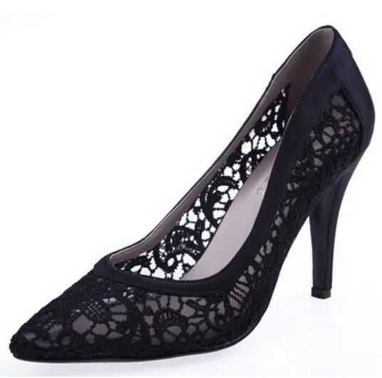 Sexy See Through High Heels Pointed Toe Lace  Wedding Bridal Shoes, SY0134