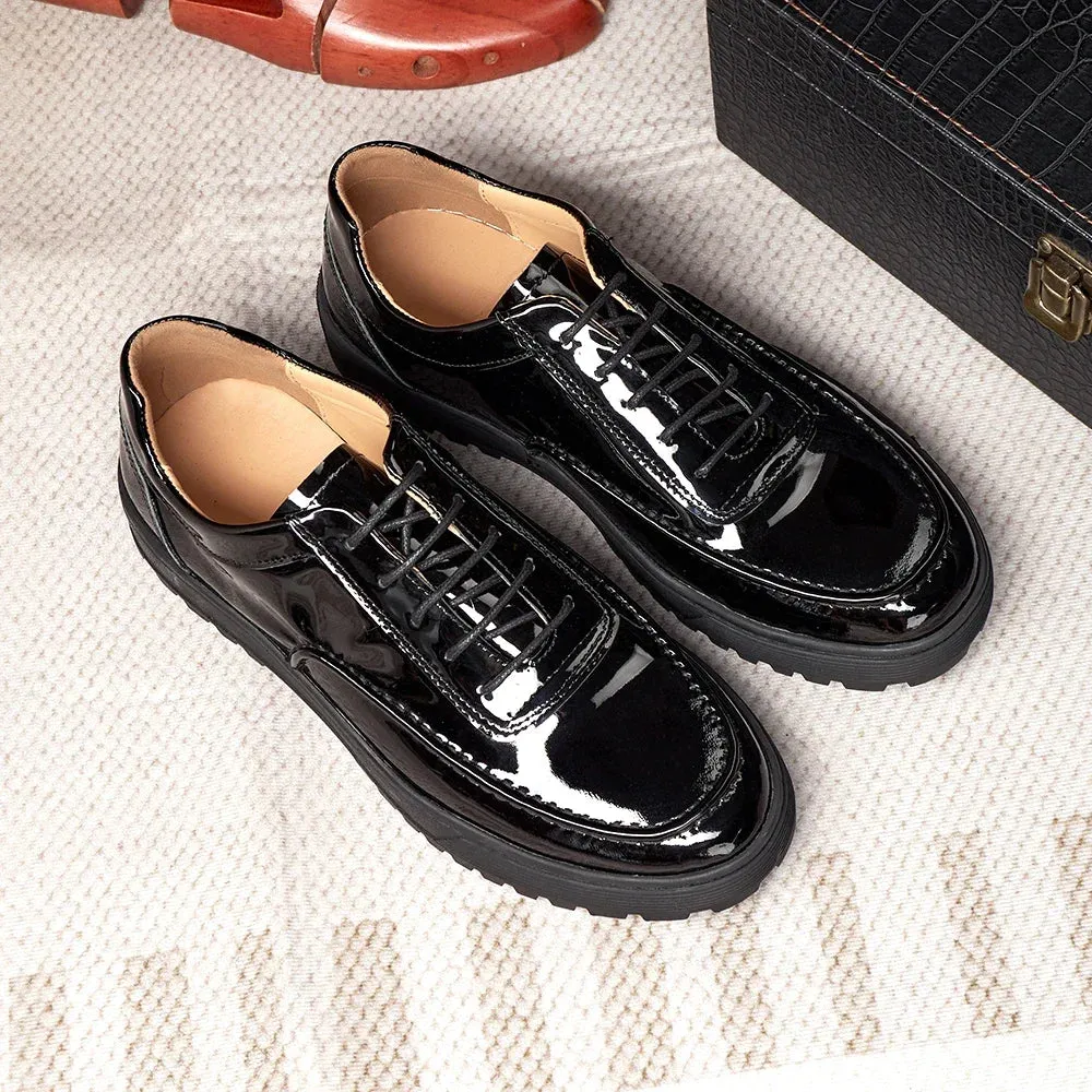 Shiny Round Toe Patent Leather Shoes