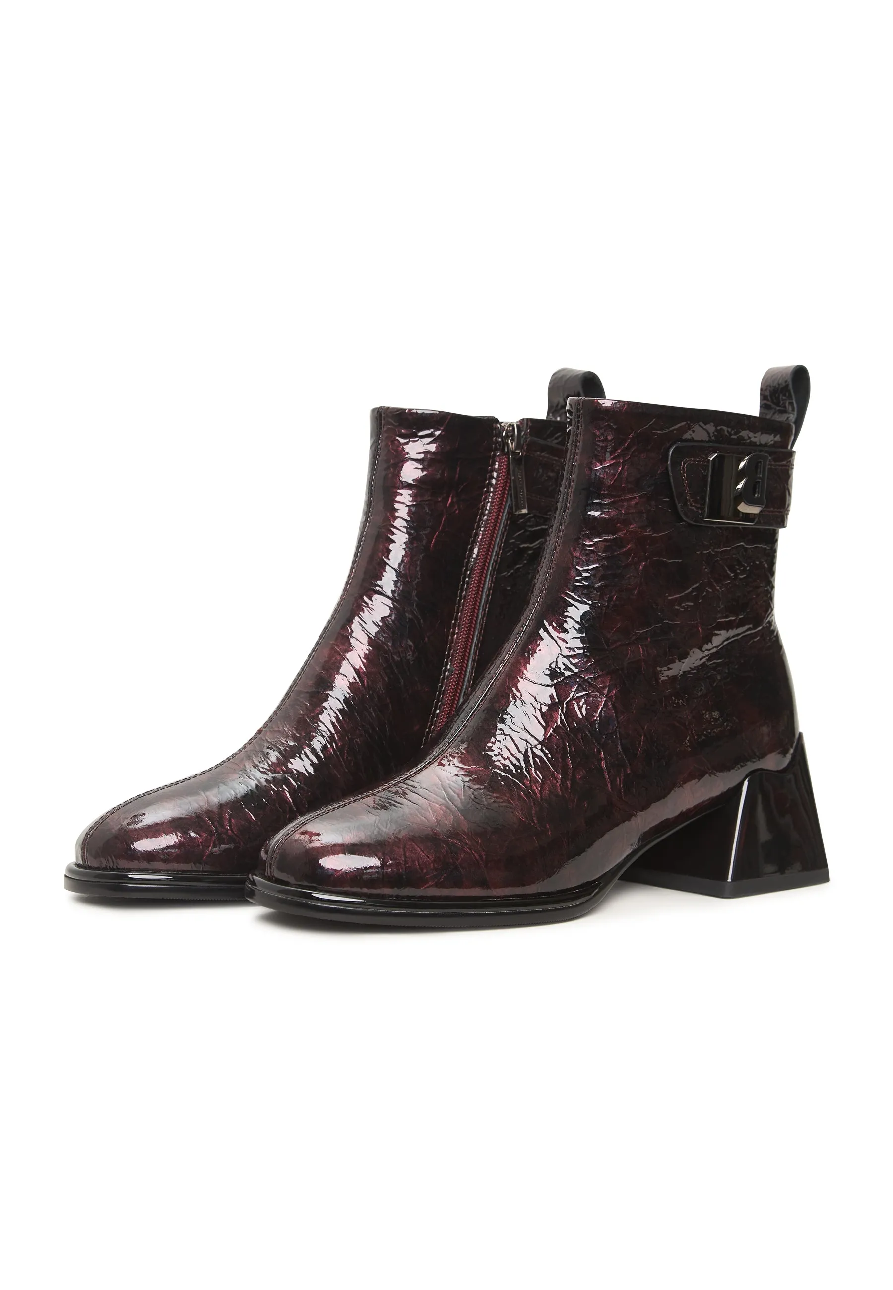 Sleek Leather Ankle Boots Vika - Bordeaux