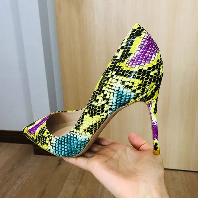 Snakeskin Chic Stiletto High Heel Pumps