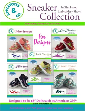 Sneaker Collection (5 Pieces)  ITH Embroidery Patterns for 18 Inch Dolls