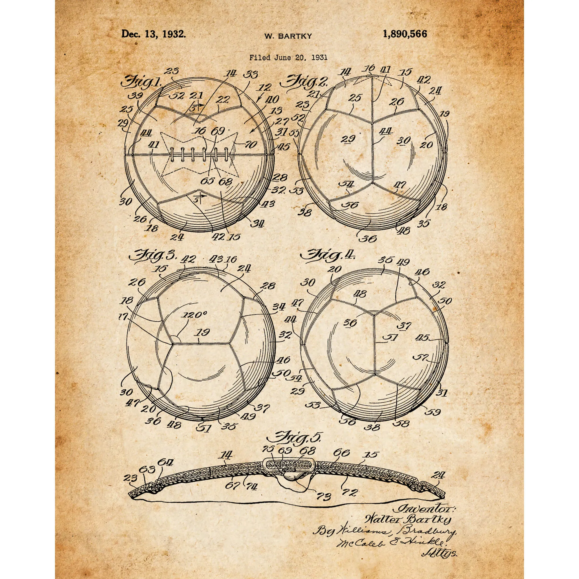 Soccer Ball Patent Print Art on Canvas