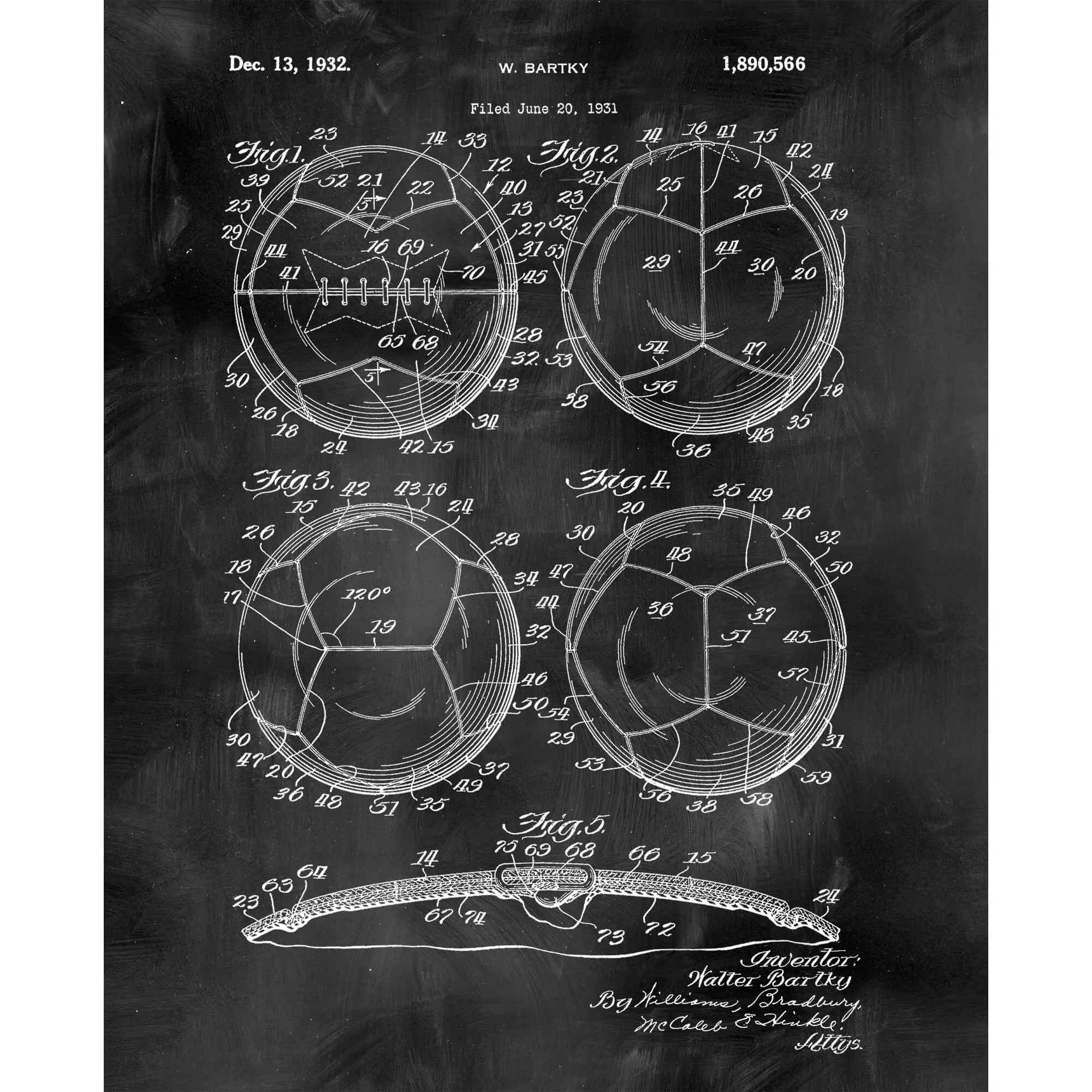 Soccer Ball Patent Print Art on Canvas