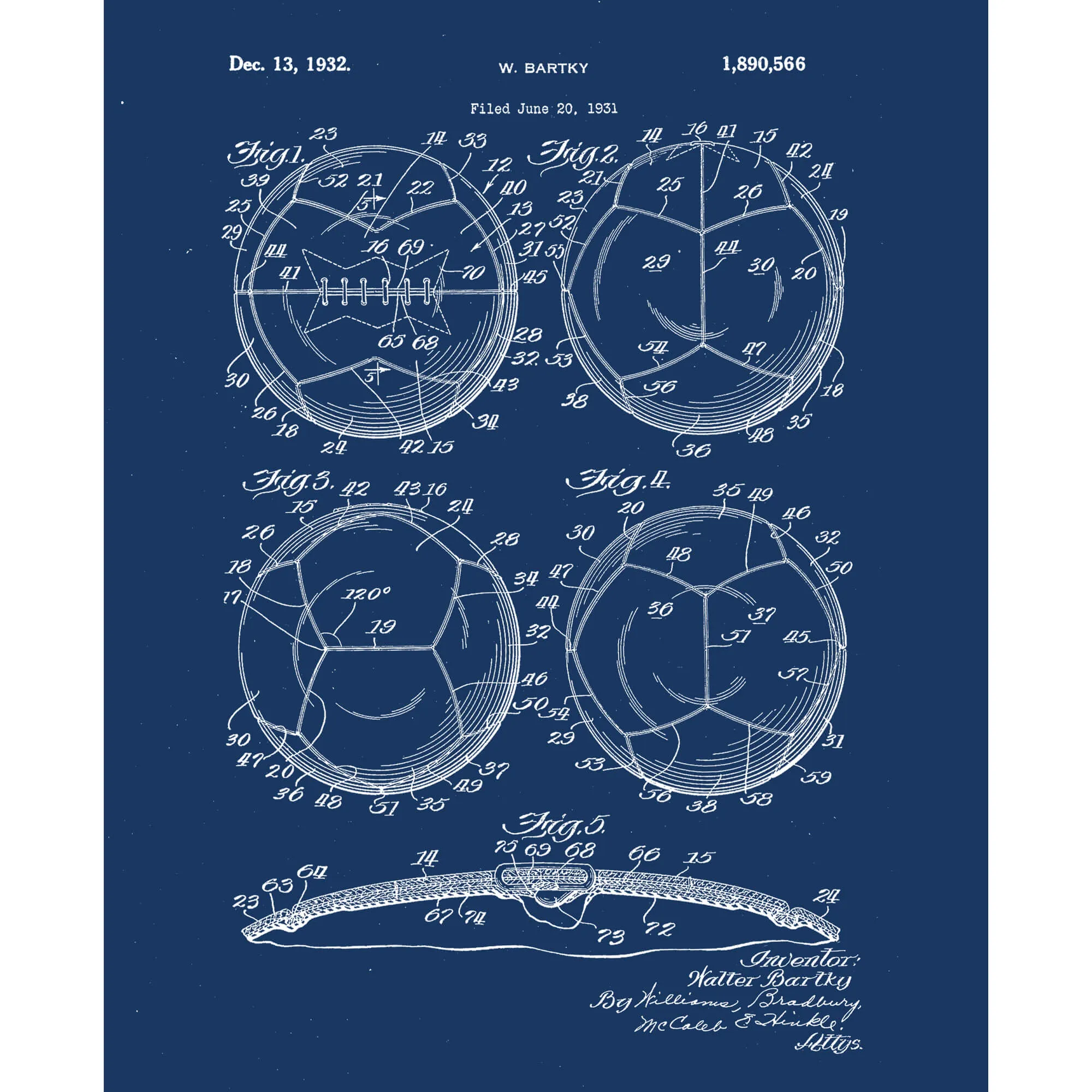 Soccer Ball Patent Print Art on Canvas