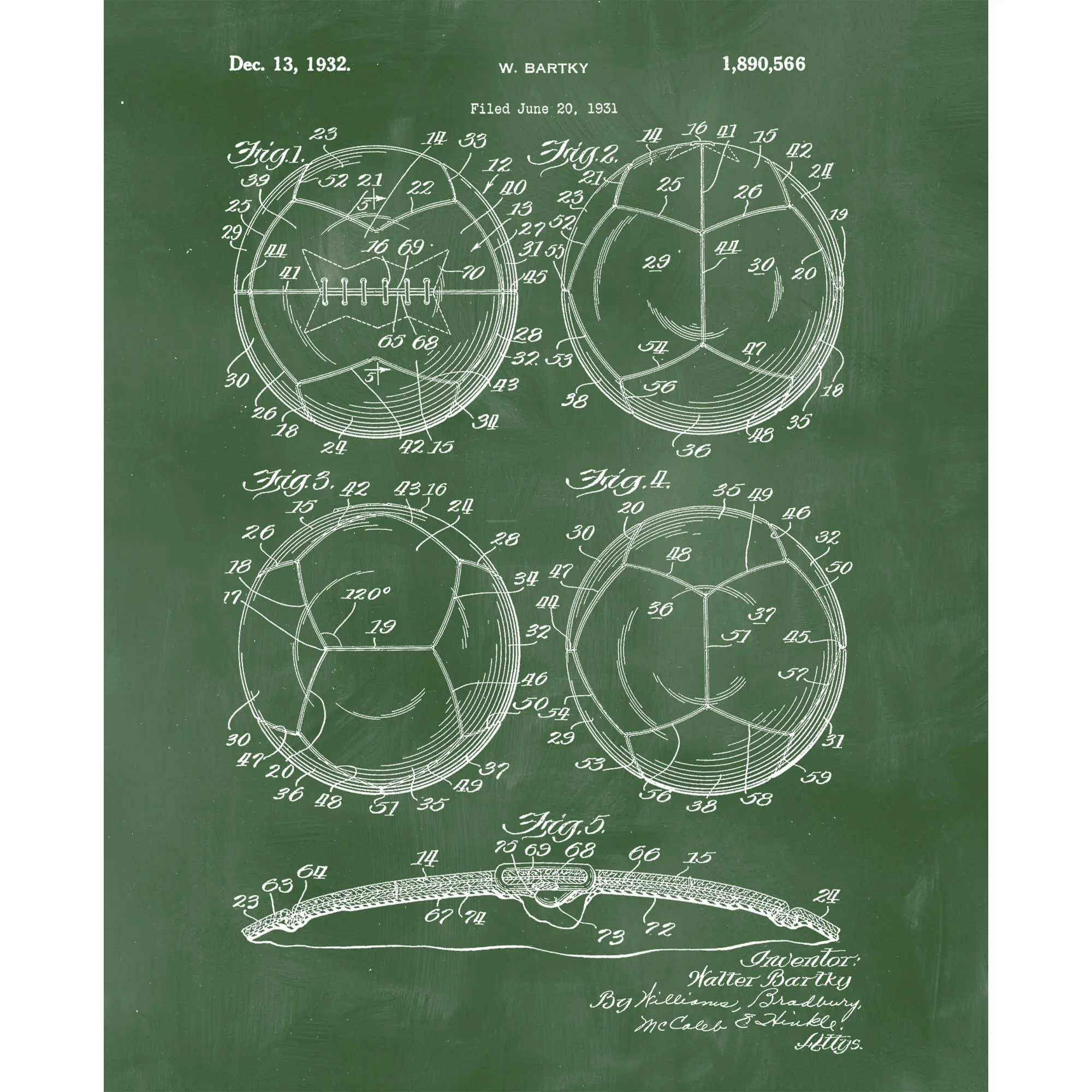 Soccer Ball Patent Print Art on Canvas