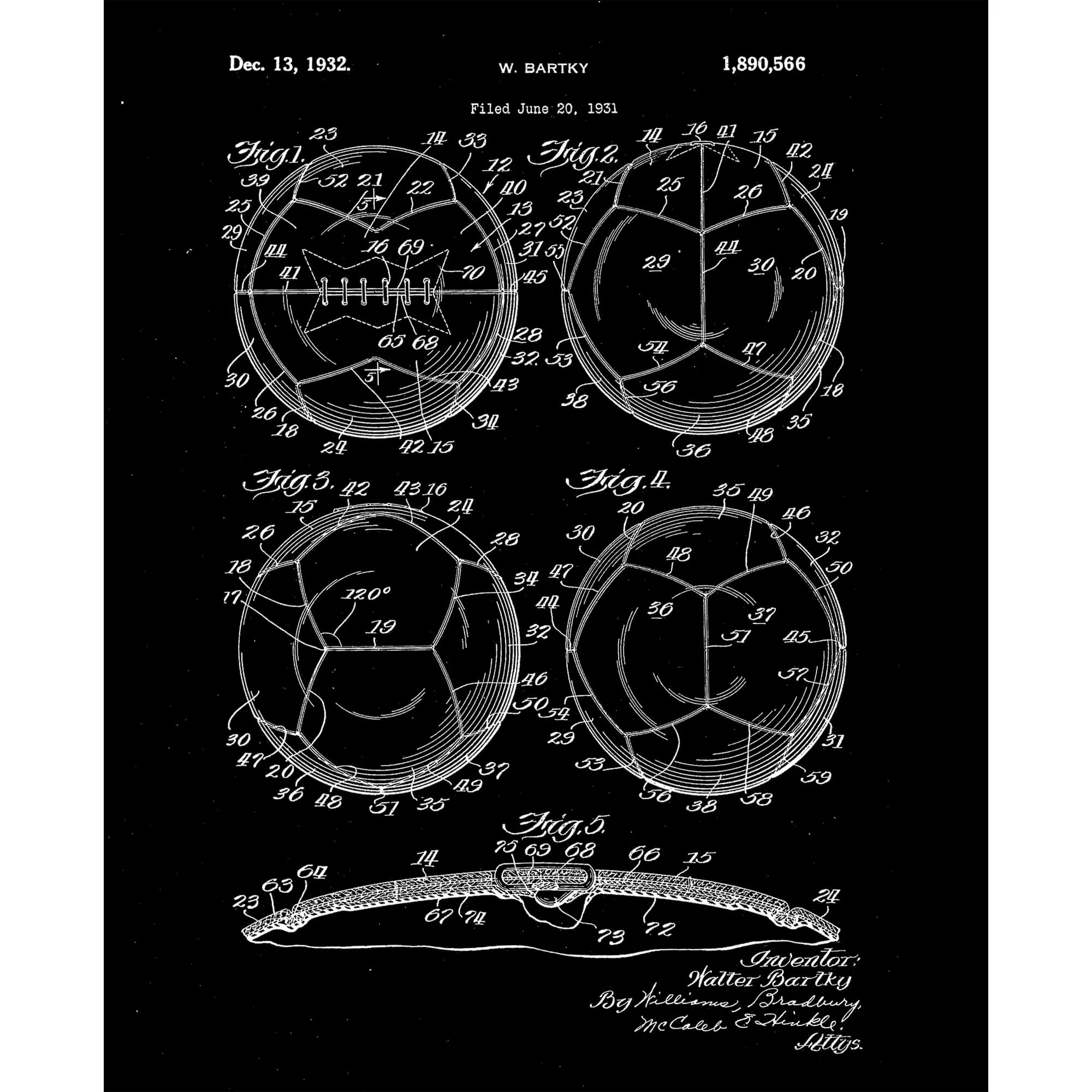 Soccer Ball Patent Print Art on Canvas