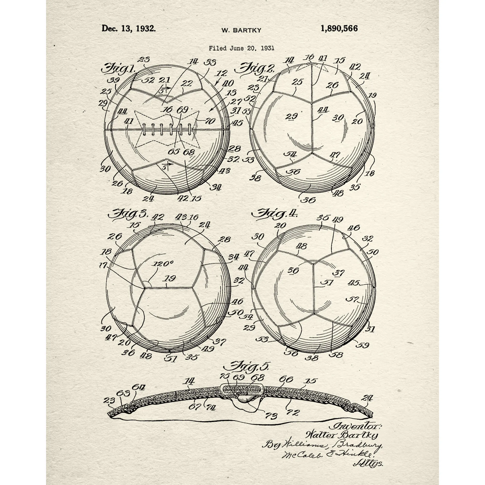 Soccer Ball Patent Print Art on Canvas