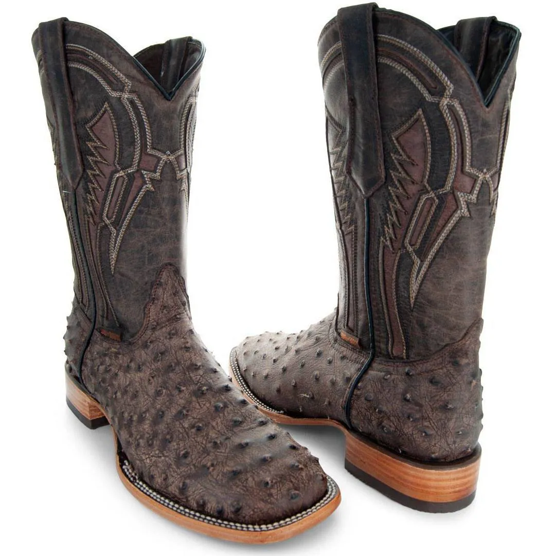 Soto Boots Mens Out of the Wild Brown Ostrich Print Boots H50031