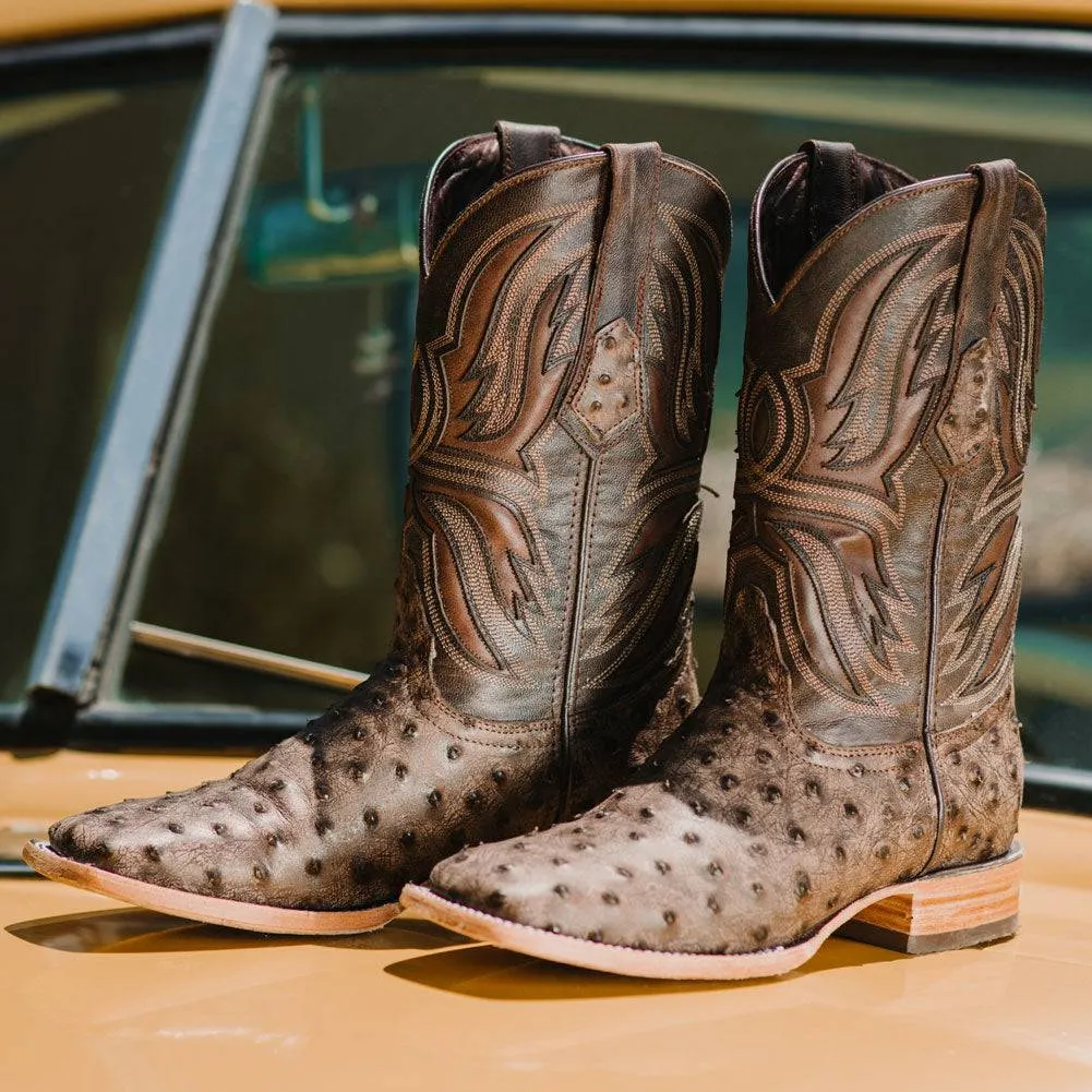 Soto Boots Mens Out of the Wild Brown Ostrich Print Boots H50031