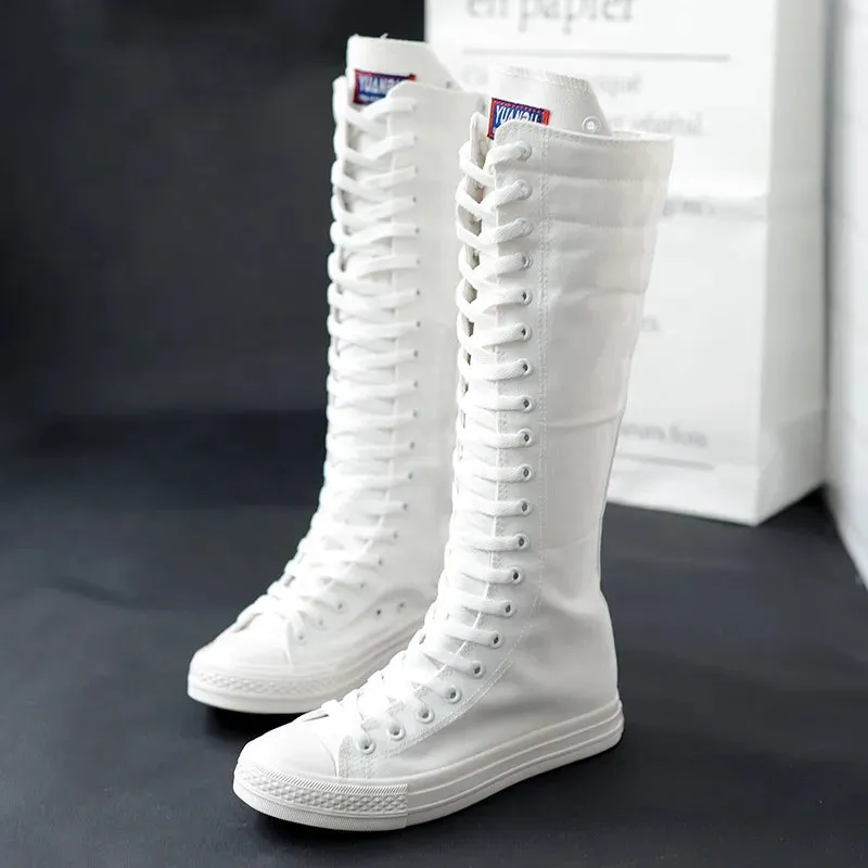 TEEK - Long Laced Canvas High Top Sneakers