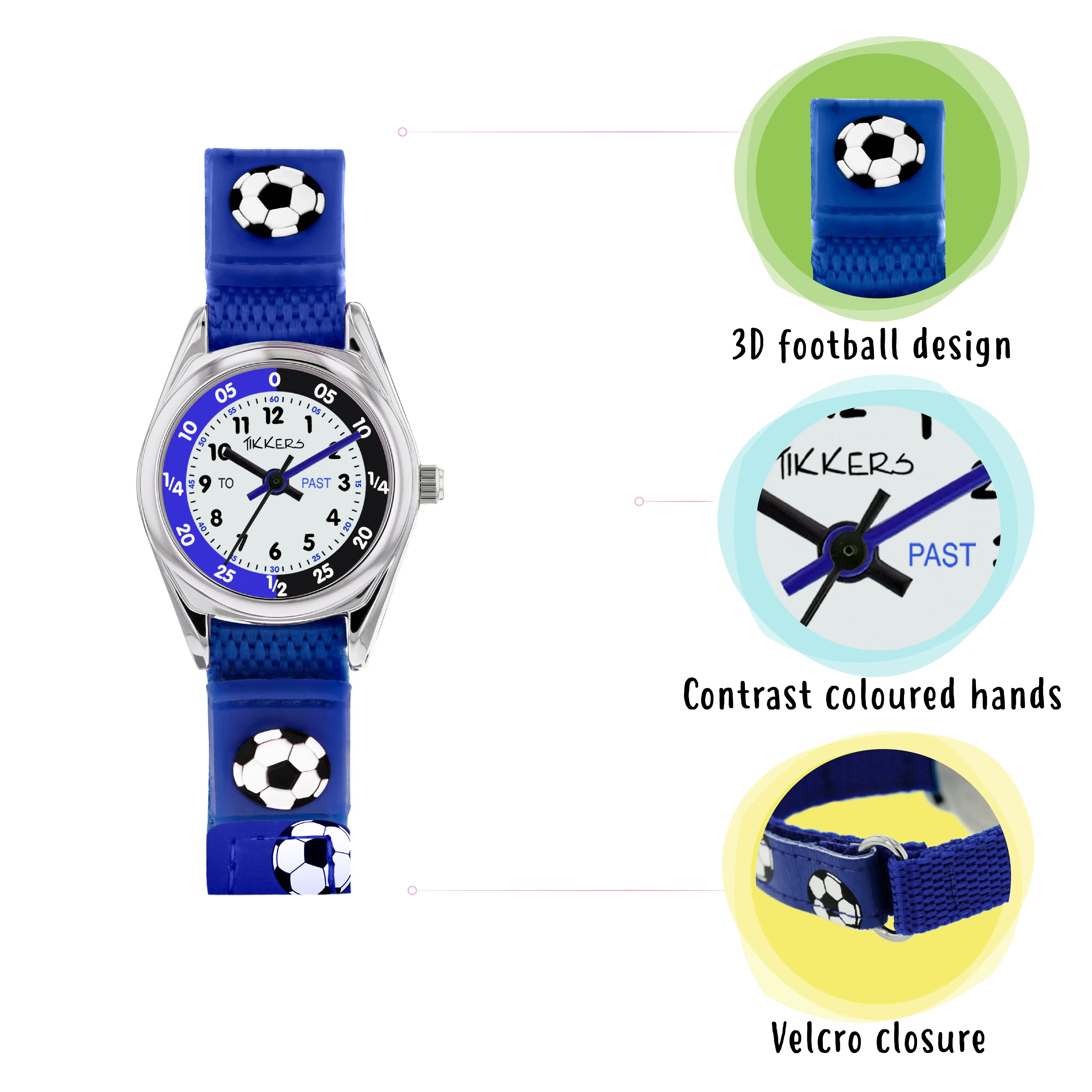 Tikkers Time Teacher Canvas Soccer Watch TK0122