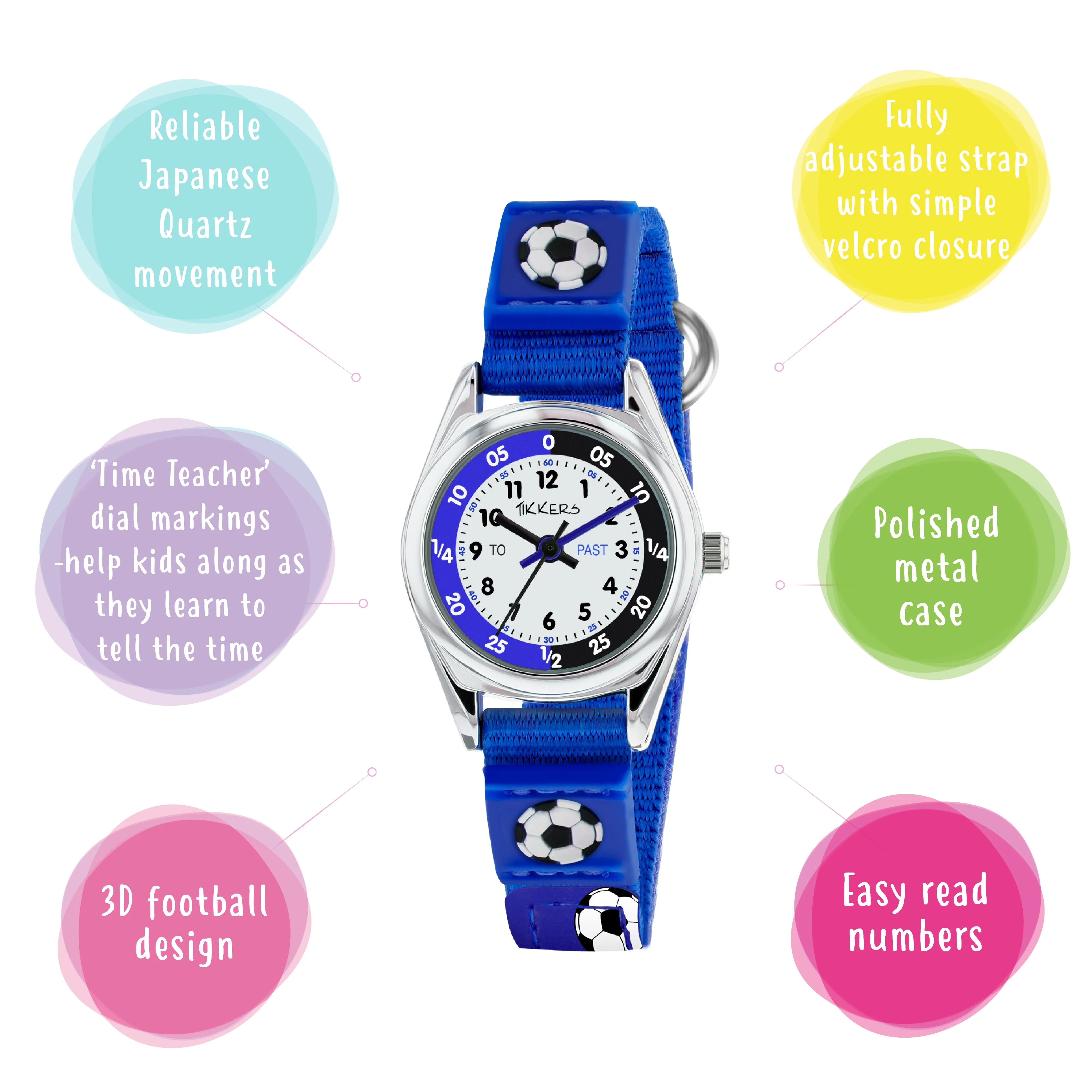 Tikkers Time Teacher Canvas Soccer Watch TK0122