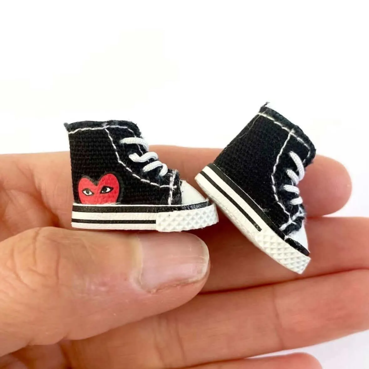 Tiny Doll high top trainers 1/12 scale canvas lace up doll shoes