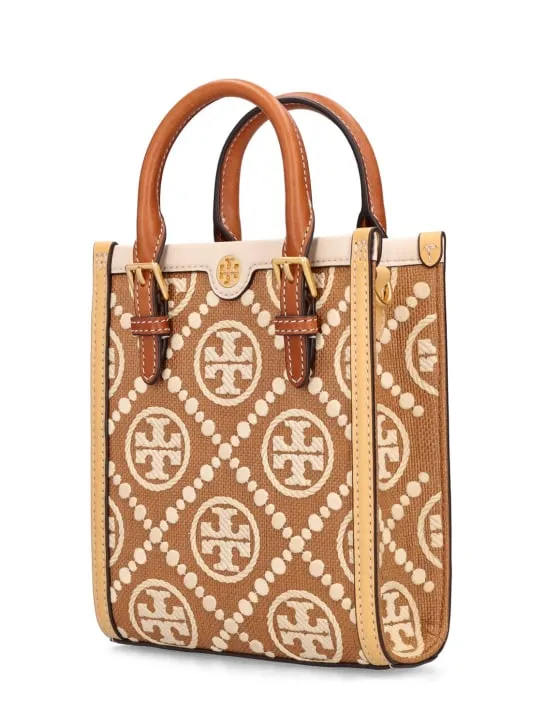 Tory Burch   Mini T monogram canvas top handle bag 