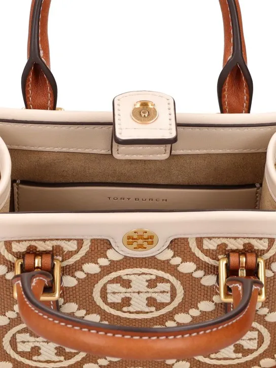 Tory Burch   Mini T monogram canvas top handle bag 