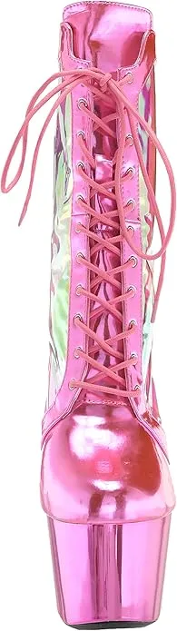 Tracy-709 Hologram Panel Lace-Up 7" Boots