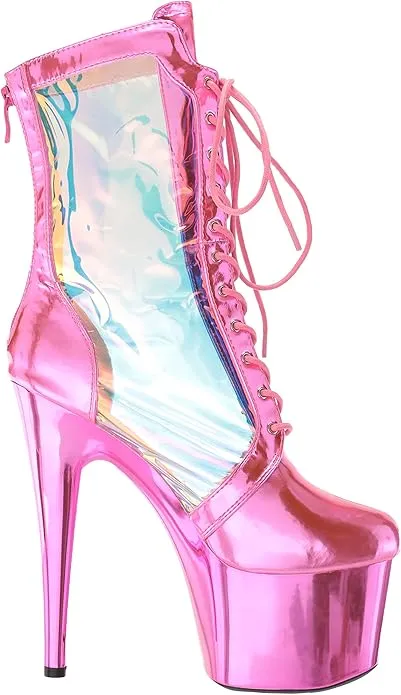 Tracy-709 Hologram Panel Lace-Up 7" Boots